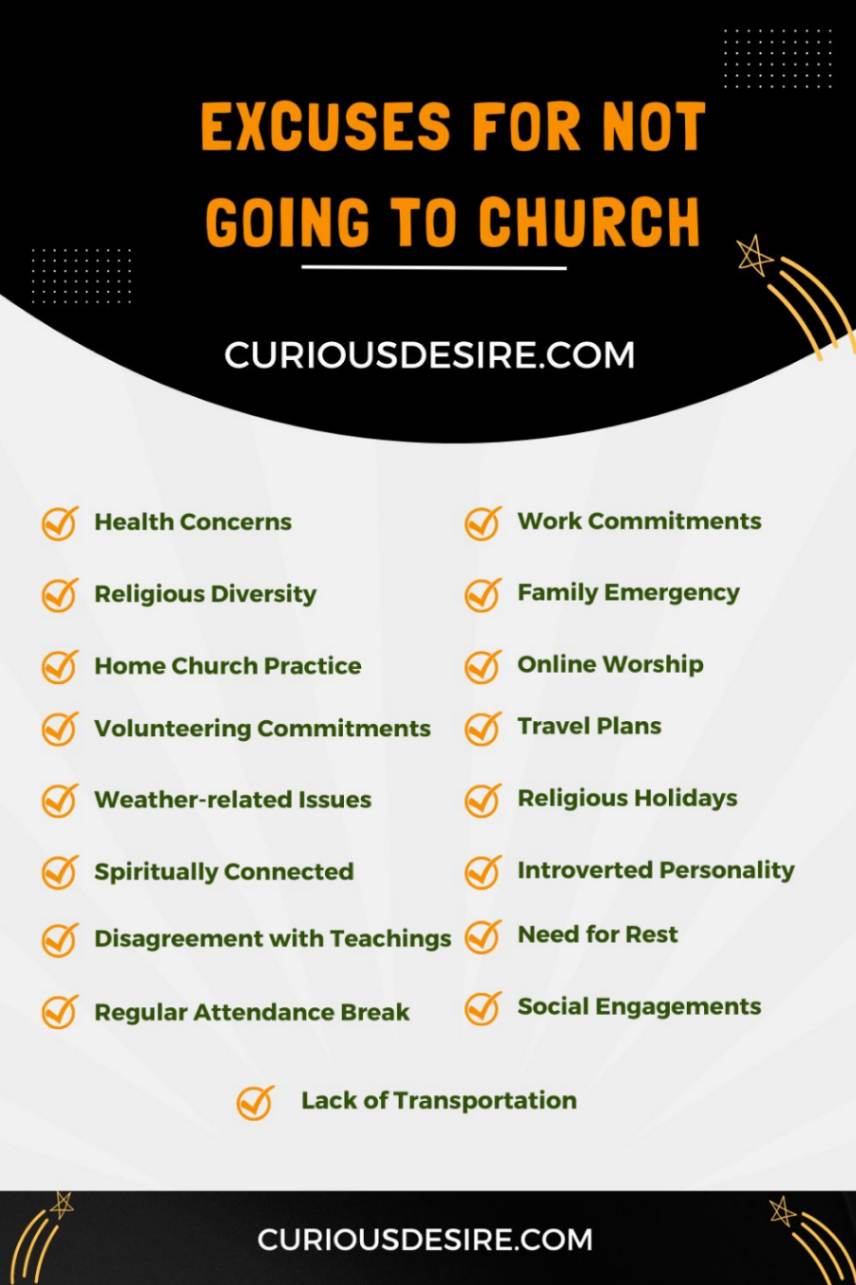 Excuses for Not Going to Church infographic