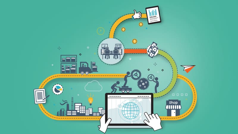 Pictorial Cartoon Illustration: Supply Chain Management's Innovations and Collaborative Efforts