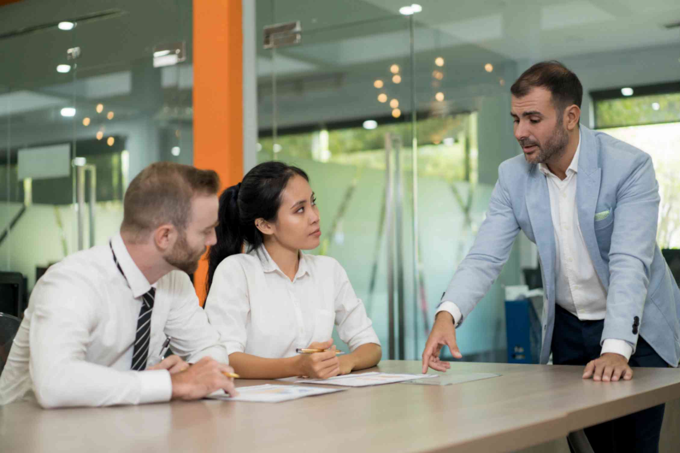 Manager Discussing Important Issues with Employees