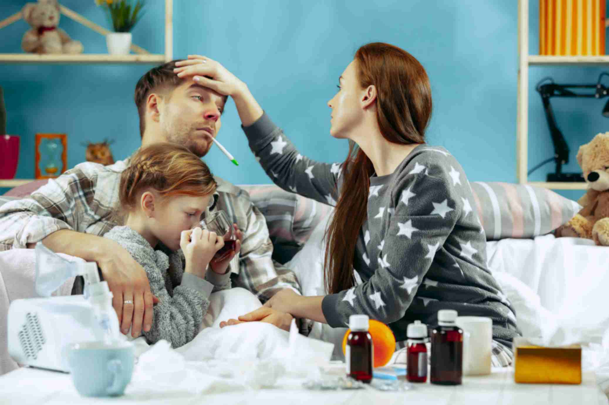 Mother is Taking Care of Sick Husband and Son