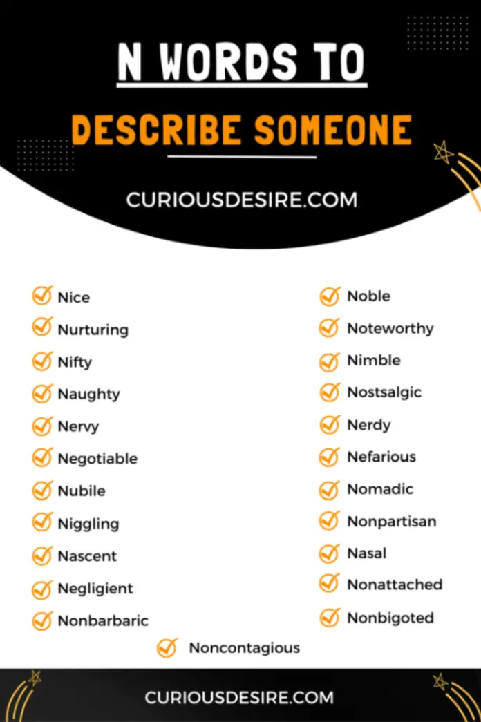 N Words to Describe Someone Infographic