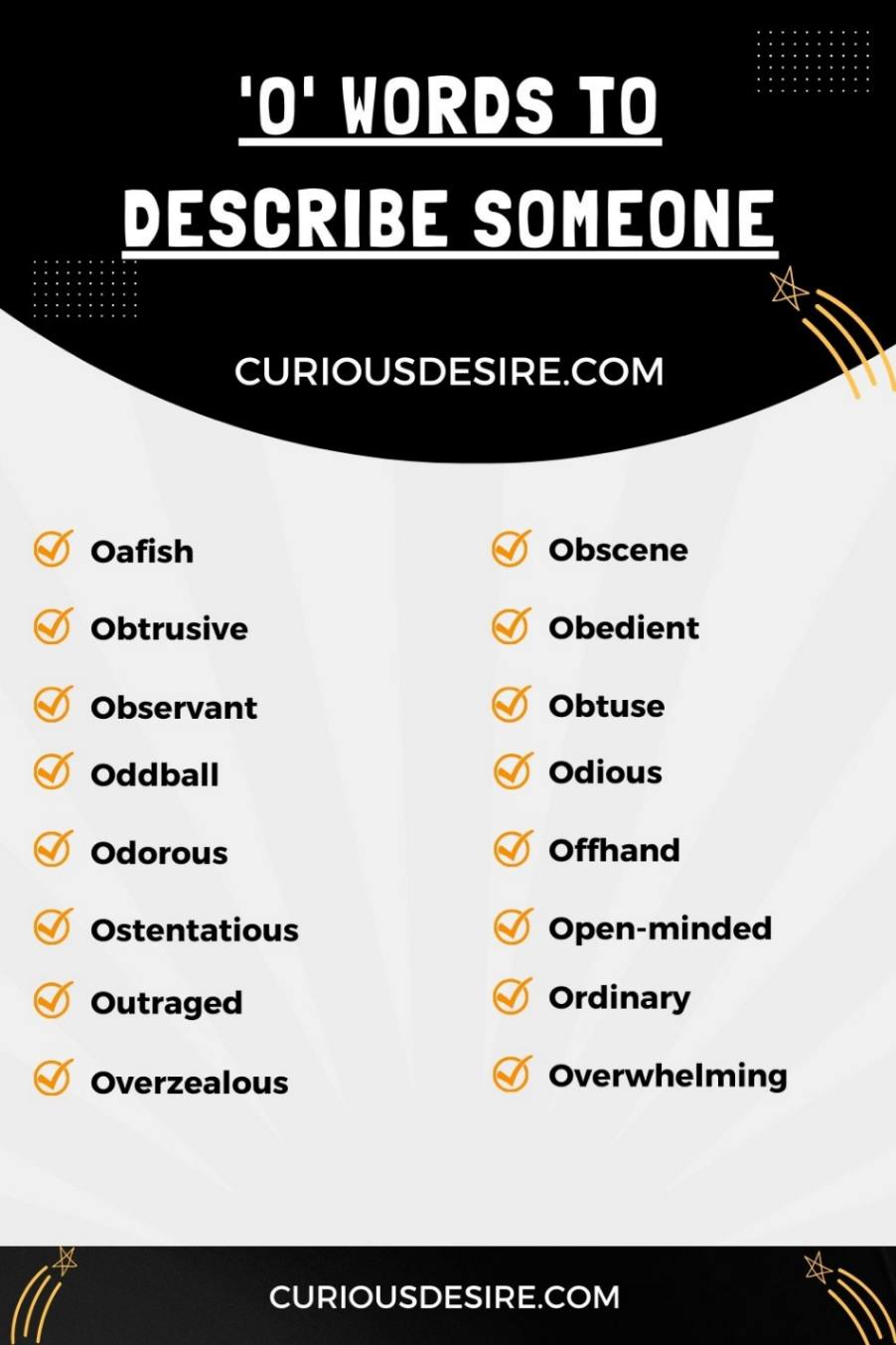 'O' Words to Describe Someone infographic