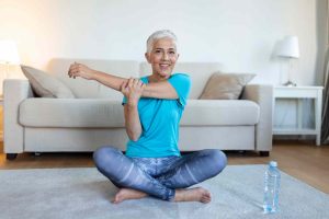 Old Lady Doing Warm up At Home