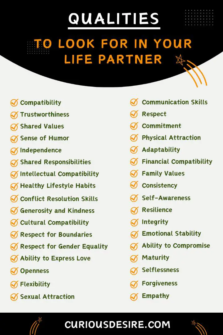 Qualities To Look For In Your Life Partner - Infographic
