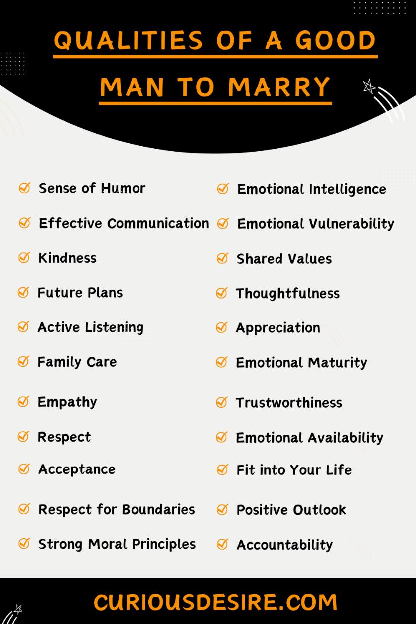 Qualities of a good man to marry - Infographic