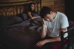 Upset Couple Ignoring Each Other After Fight Bed