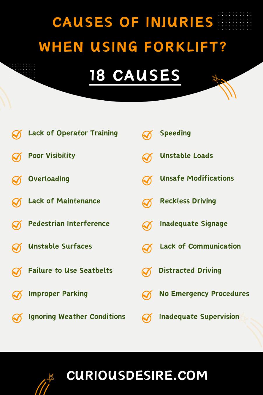 What Are The Main Causes Of Injuries When Using A Forklifts - Infographic