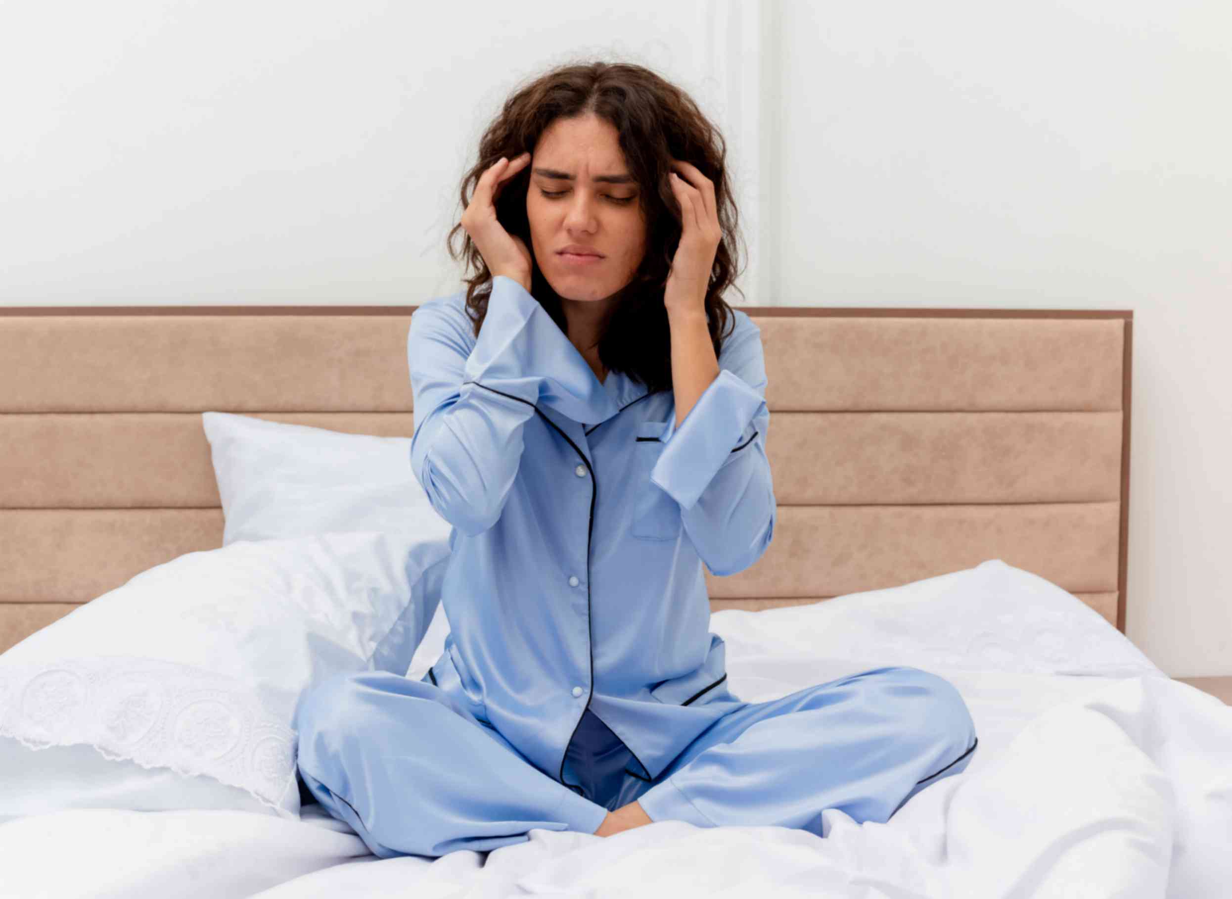 Young Women Having Headache Due to Stress