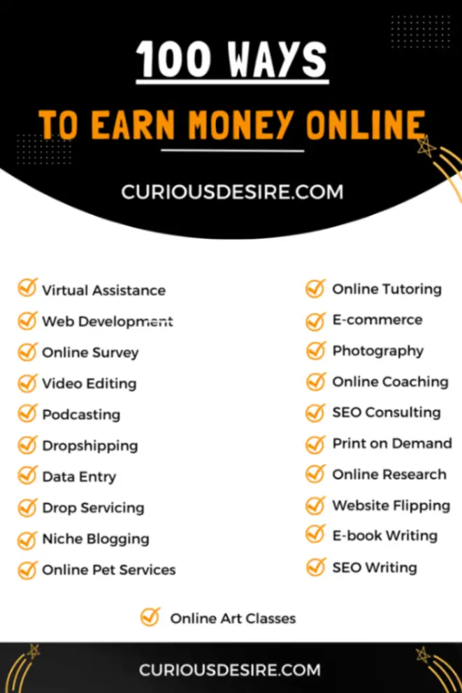 100 Ways to Earn Money Online Infographic