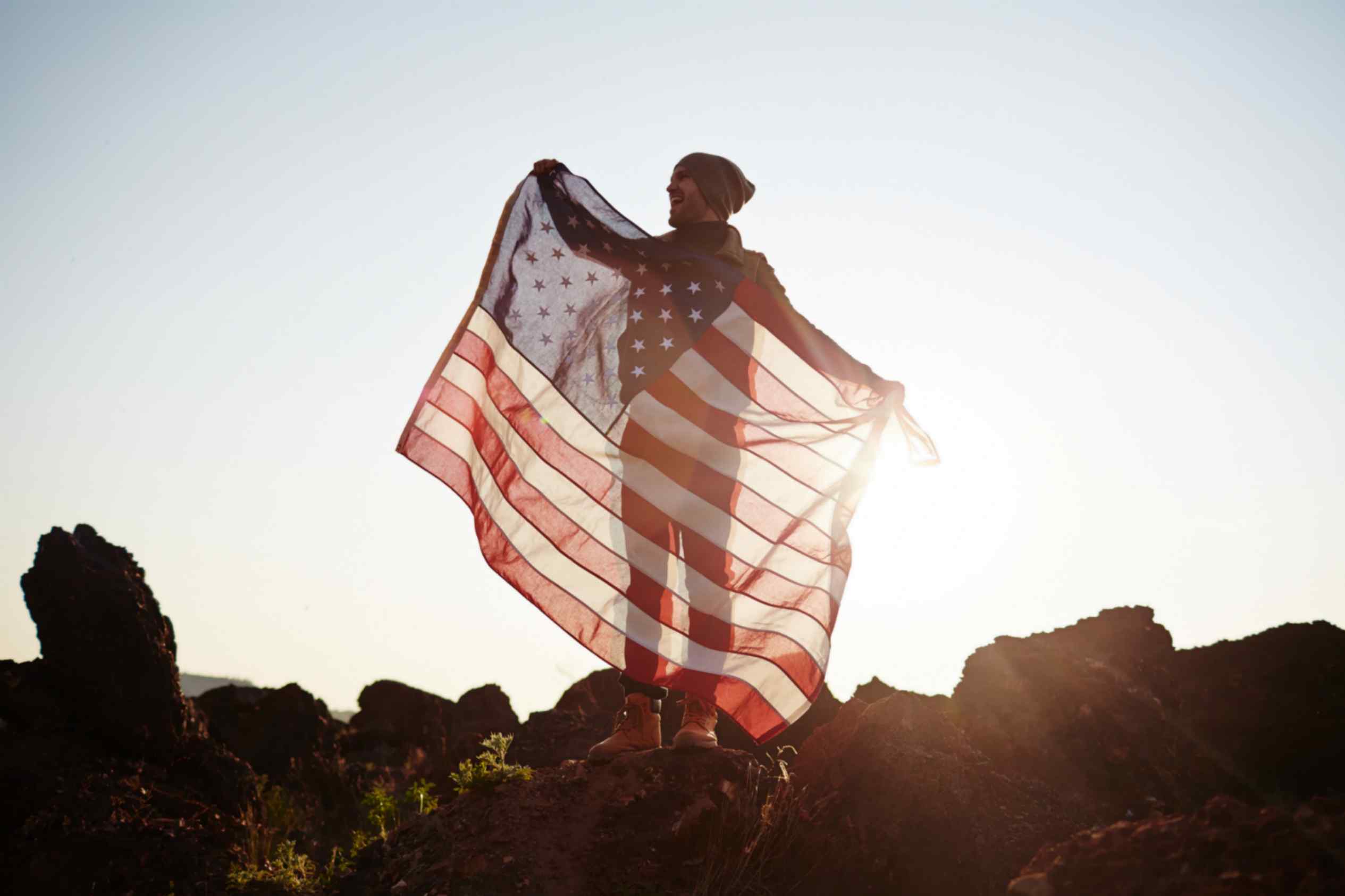 American Citizen Holding Flag