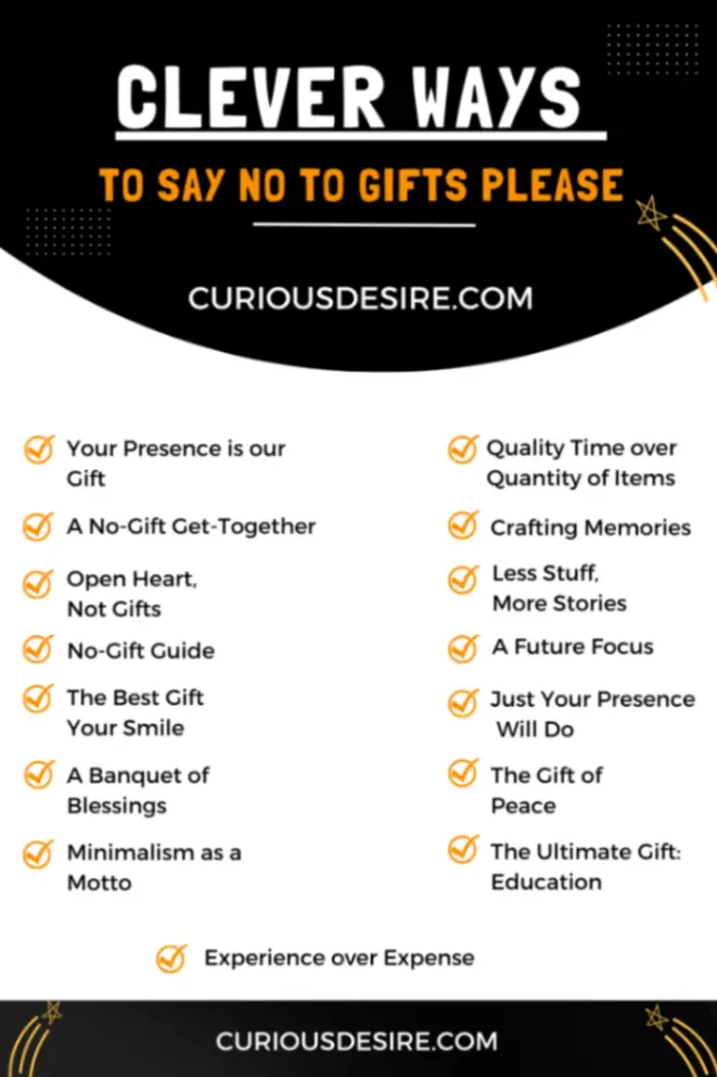 Clever Ways to Say No Gifts Please Infographic