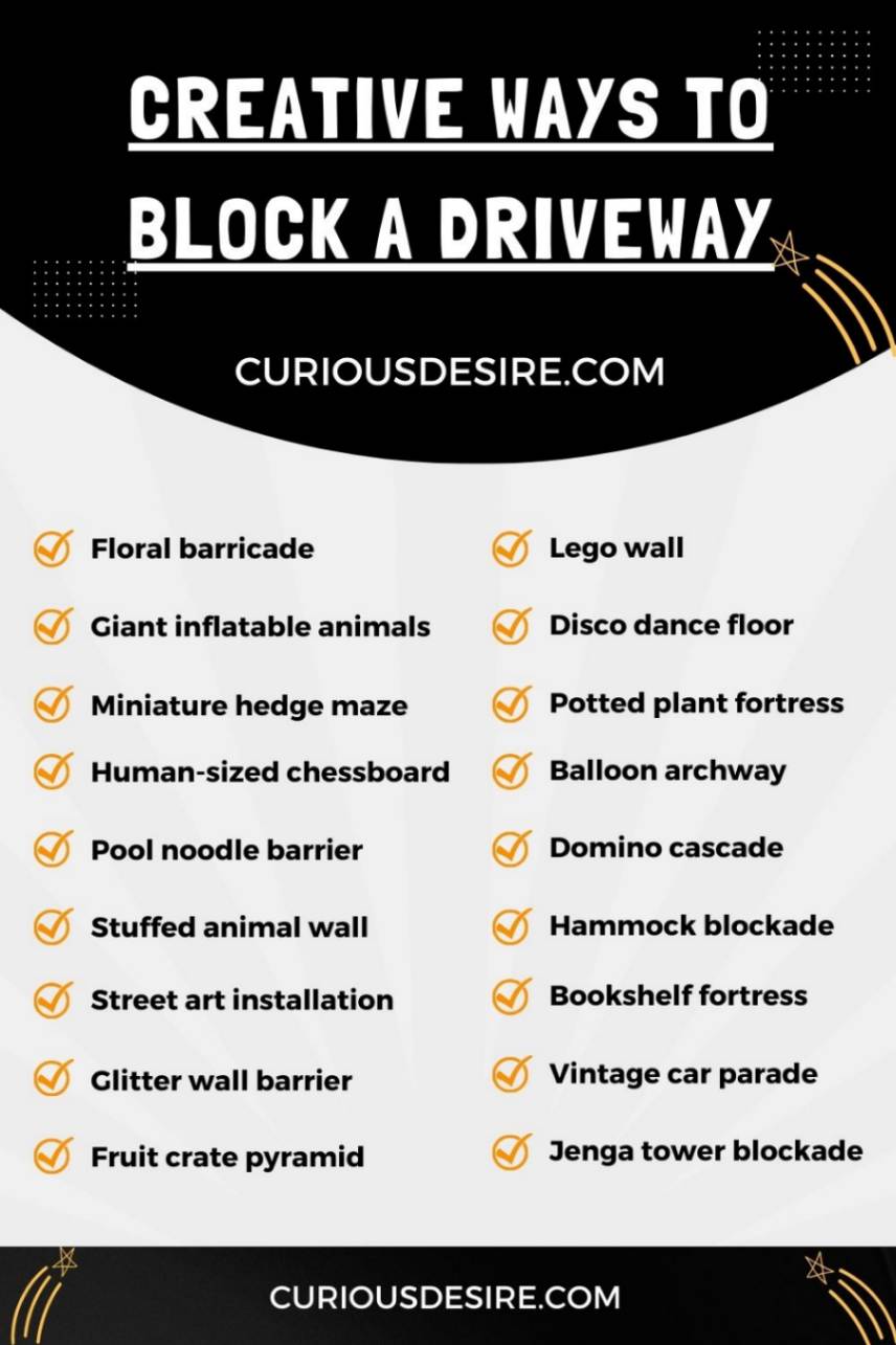 Creative Ways to Block a Driveway infographic