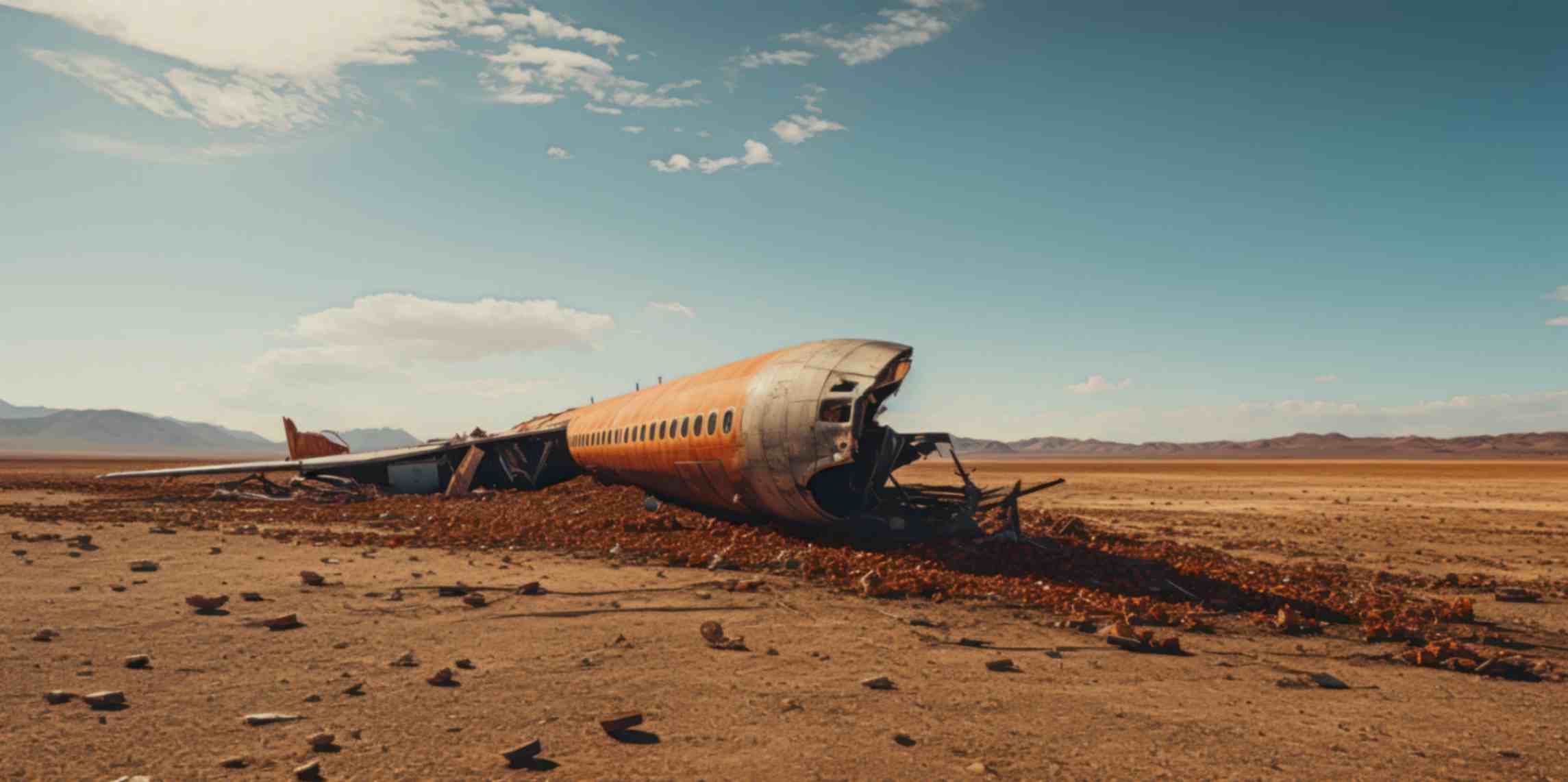 Damaged Structure Of Airplane On A Lonely Place After A Crash
