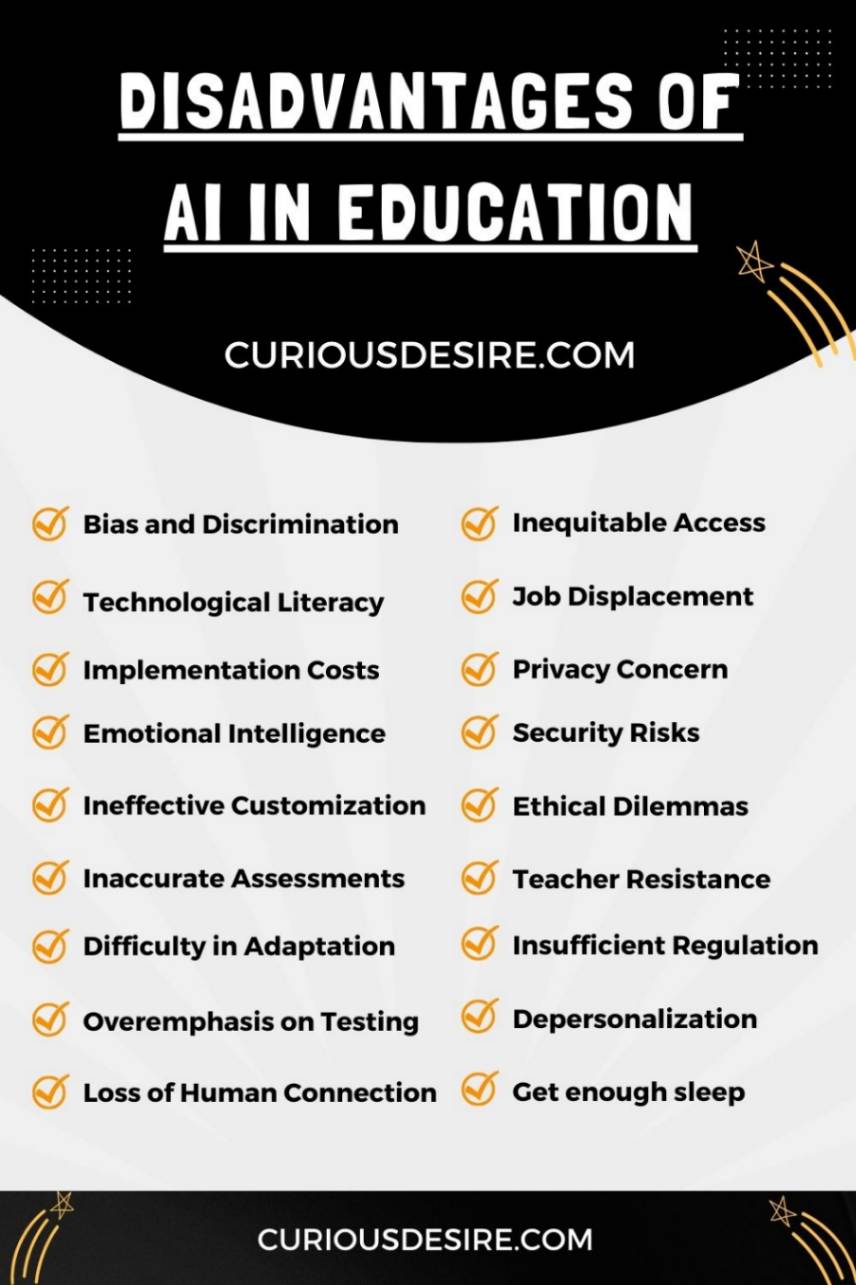 Disadvantages of AI in Education infographic 