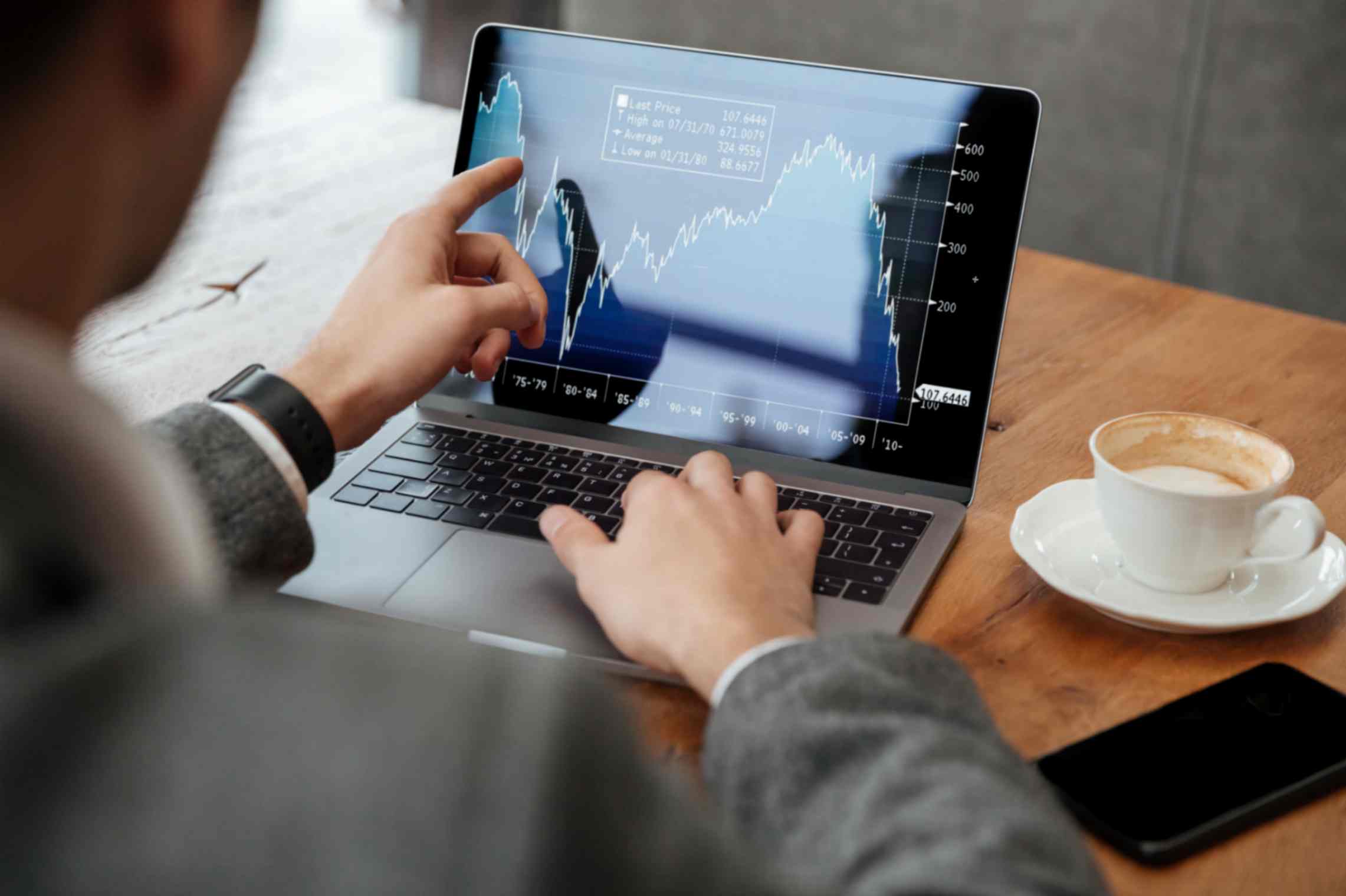 Employee analyzing the stock performance