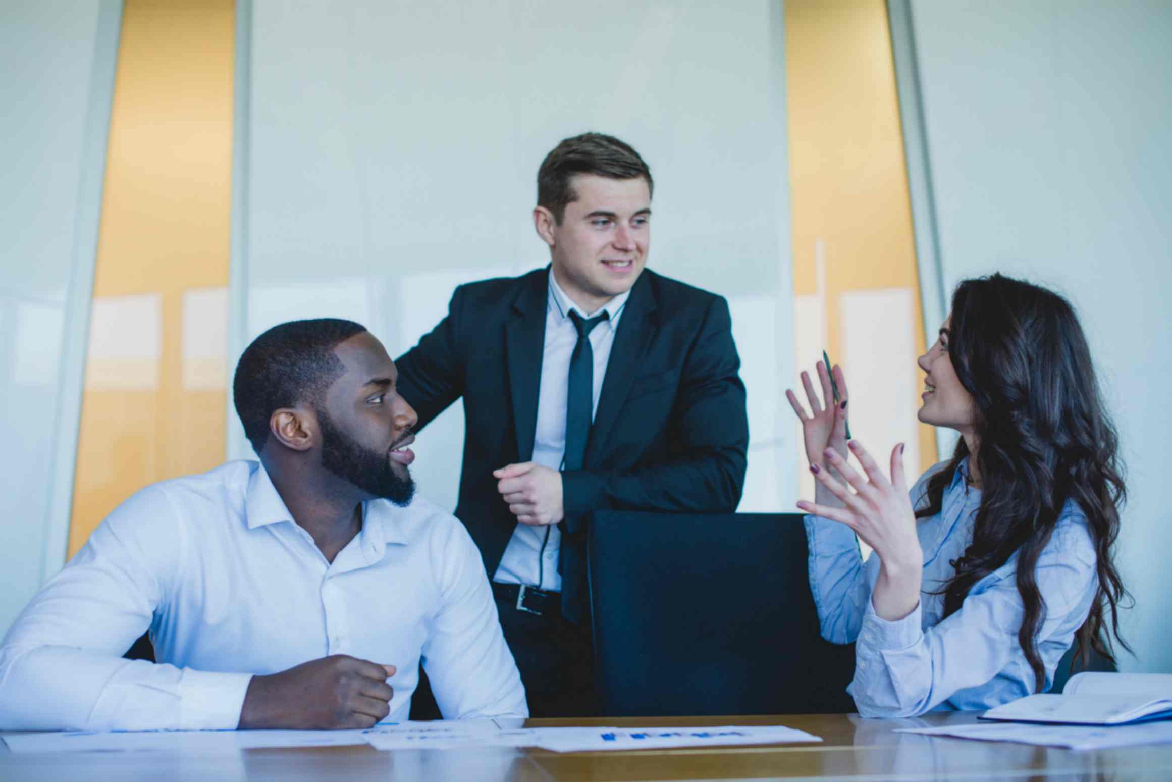 Employees and Talking Doing a Discussion