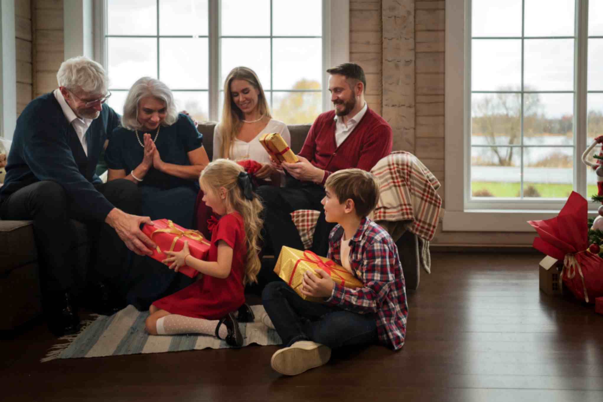 Family Celebrating Christmas Together 