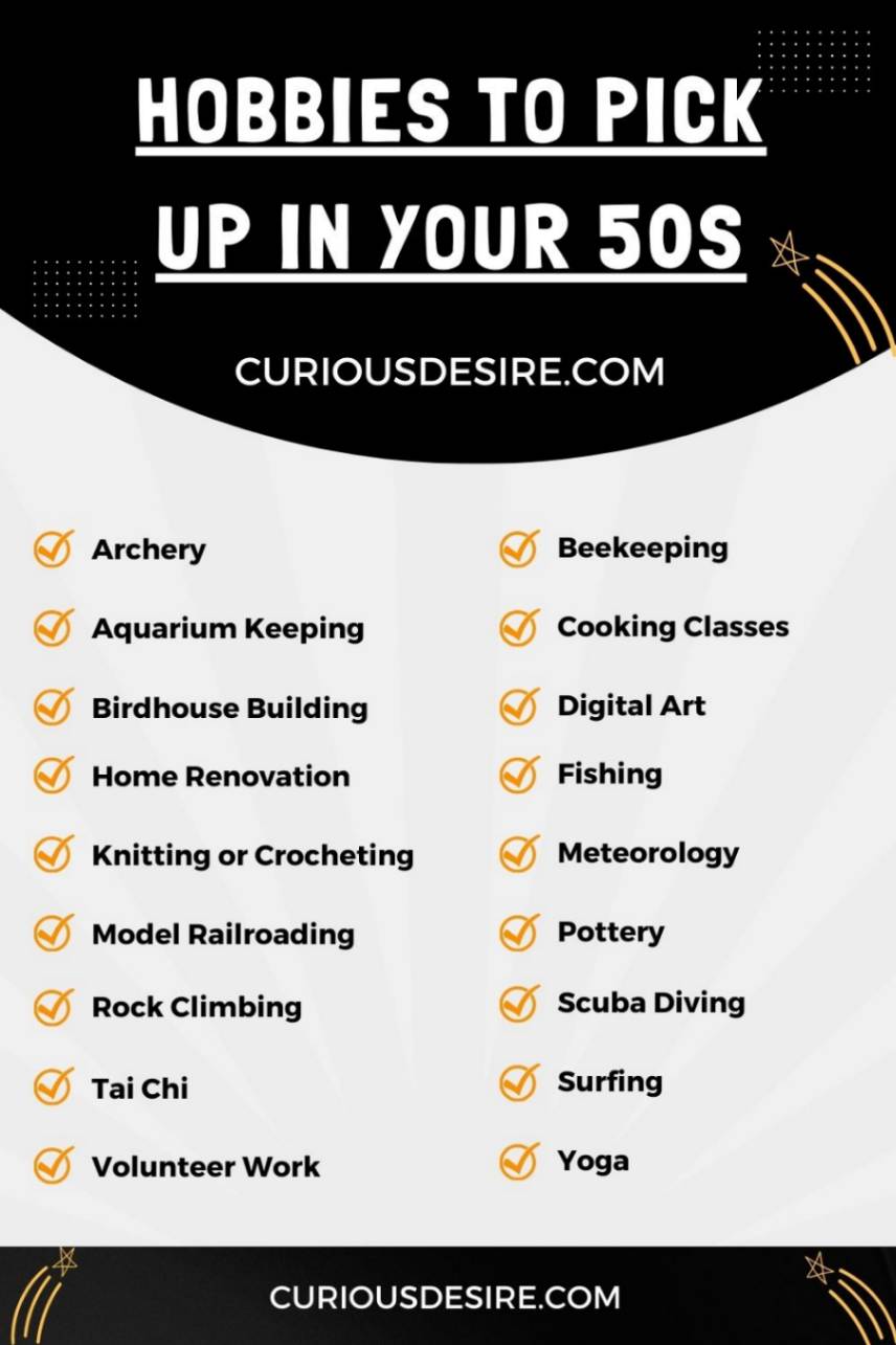 Hobbies to Pick Up in Your 50s infographic 