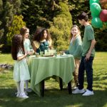 Kids having fun jungle themed party