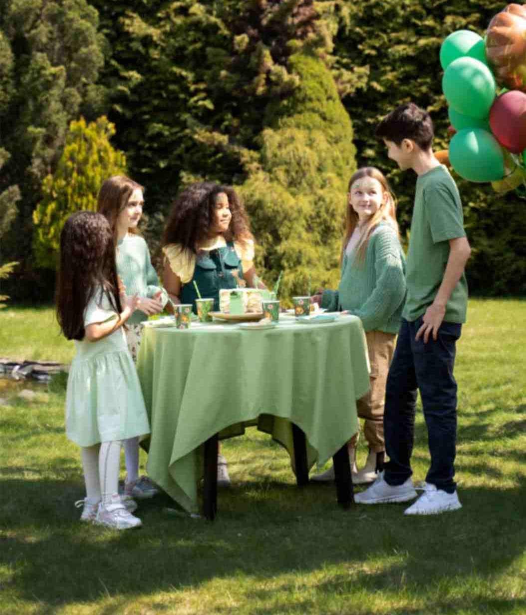 Kids having fun jungle themed party