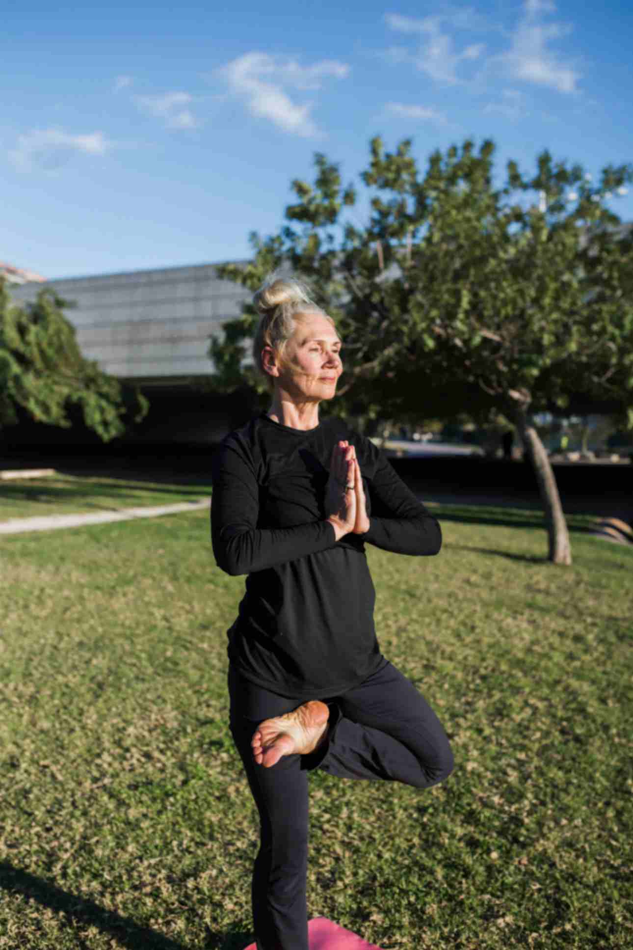 Old Man Doing Yoga Outdoor