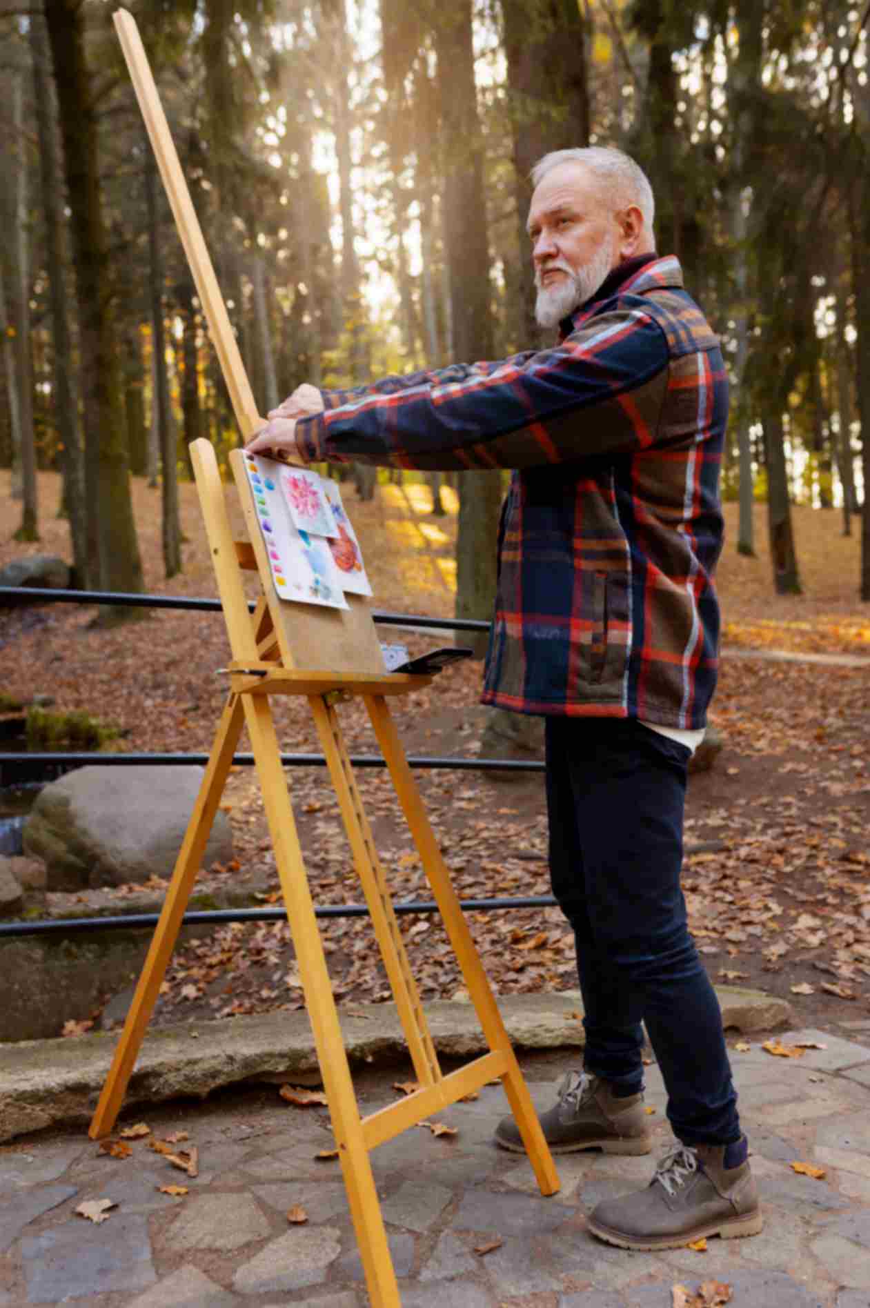Old Man Painting Outdoor