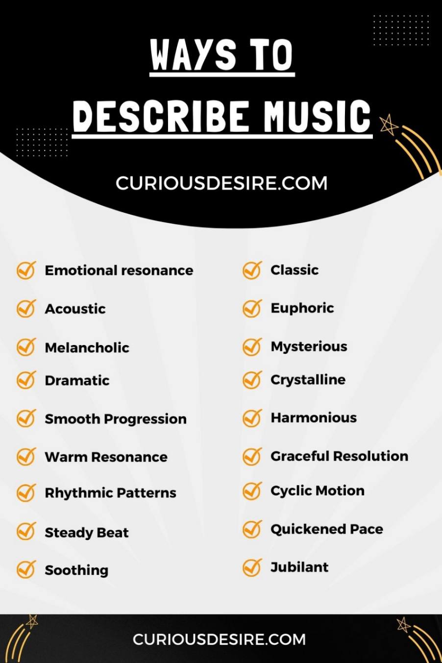 Ways to Describe Music infographic