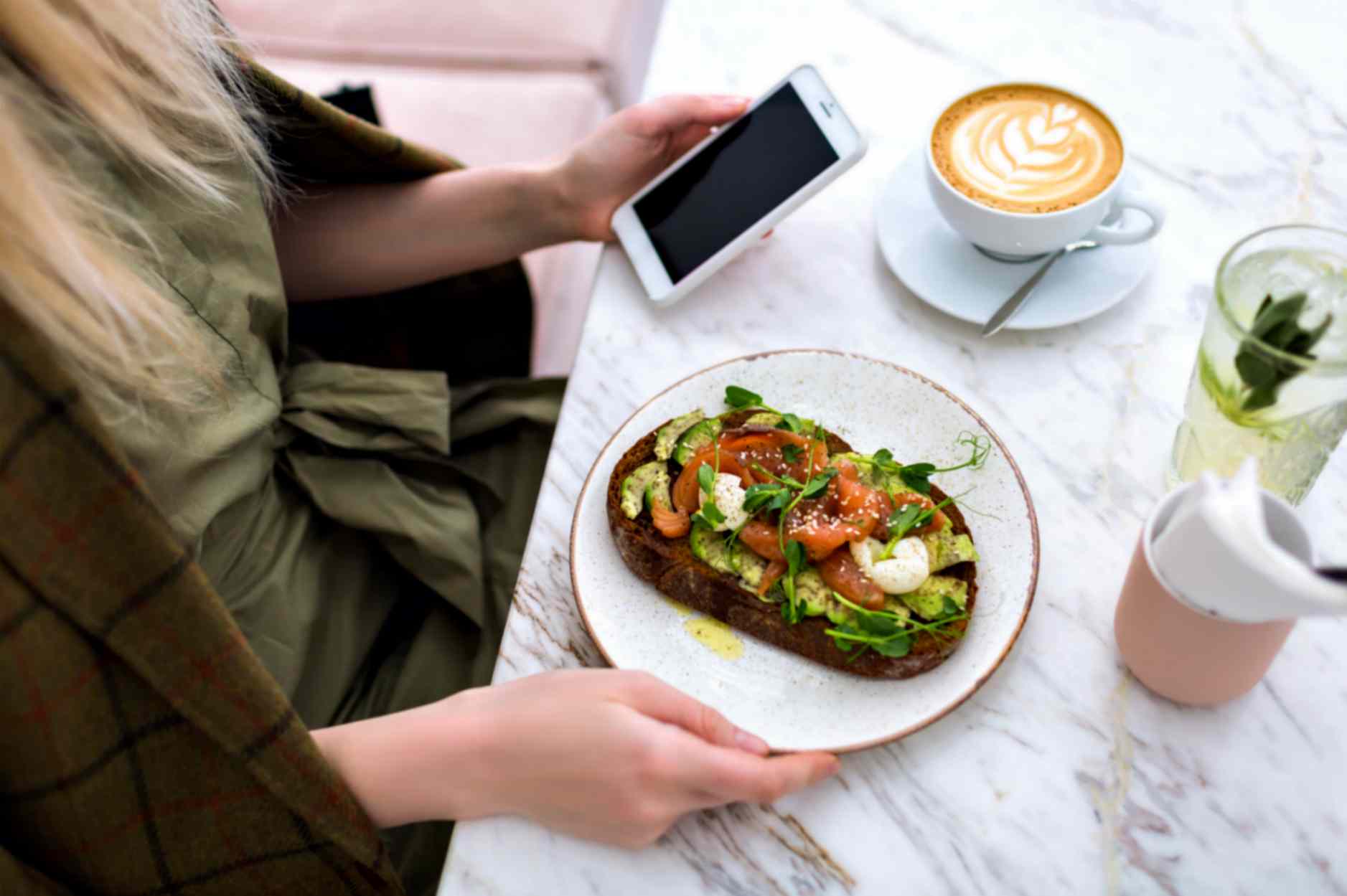 Women Having Breakfast of Toast and Coffee