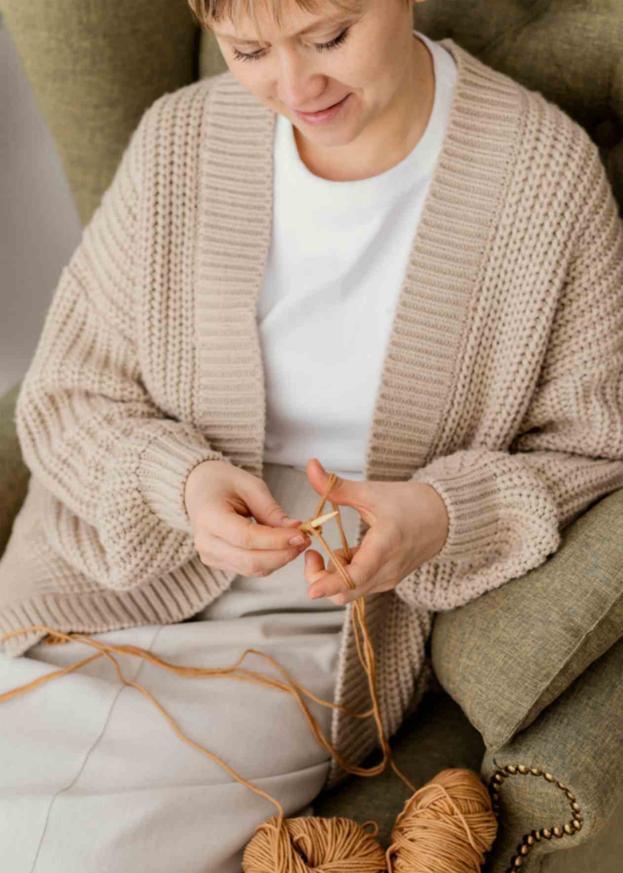 Women Knitting a Sweater